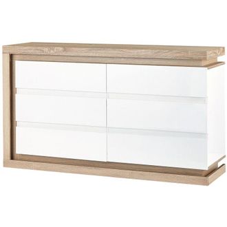 Vente-Unique Vente-unique - Com&ograve; 6 cassetti Con led mdf Bianco laccato e Naturale - flarancia
