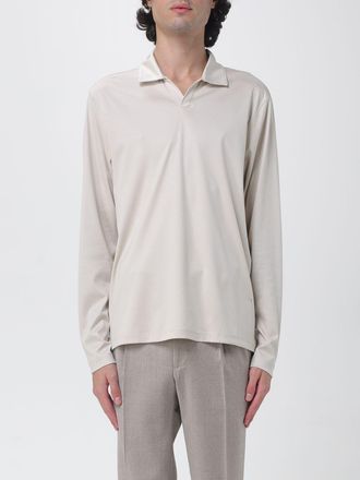 Luciano Barbera Long-Sleeved Cotton Polo Shirt with V-Neck