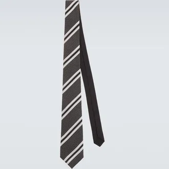 Saint Laurent Corbata de seda a rayas