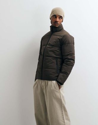 Blend piumino marrone con chiusura con zip