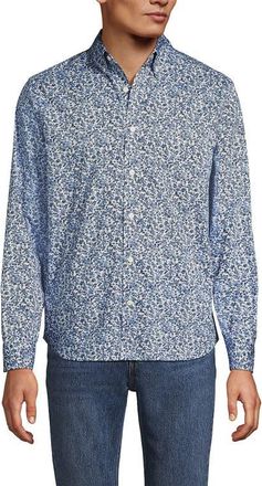 Lands End Traditional Fit Long Sleeve Travel Kit Shirt in Radiant Navy/blue Floral at Nordstrom, Size Xx-Large