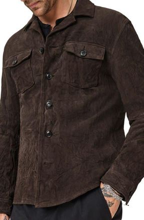 John Varvatos Jesse Suede Shirt Jacket in Espresso at Nordstrom, Size 48