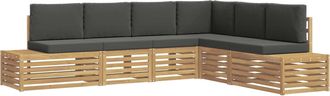 vidaXL Conjunto De Sof&aacute;s De Exterior 6 Pieza Blanco Y Antracita Vidaxl