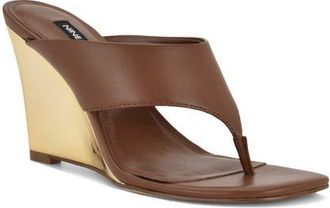 Nine West Presa Wedge Flip Flop in Medium Brown at Nordstrom, Size 8.5