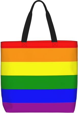 Generic Women Handbag Gay Pride Rainbow Flag Lgbt Womens Tote Bag Reusable Fashion Beach Travel Bags, For Work, Graduation, School, Gym, Christmas