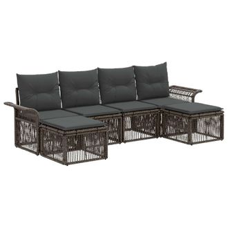 vidaXL Conjunto De Sof&aacute;s De Jard&iacute;n 6 Pcs Gris Rat&aacute;n Sint&eacute;tico Vidaxl