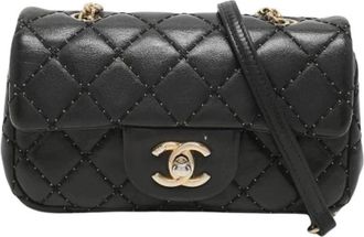 Chanel Pre-owned Extra Mini Classic Flap Bag - Dames - Vintage Schoudertas - Zwart - ONE Size - Leer - Vintage
