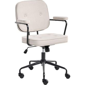 Beliani Silla De Oficina De Terciopelo Estructura Negra Giratorio Altura Ajustable Beige Claro Pawnee