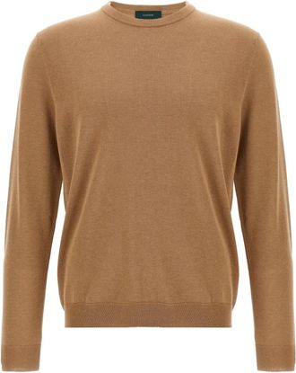 Zanone Katoenen trui - Heren - Ronde hals truien - Beige - 2XL - Katoen - Truien & Vesten