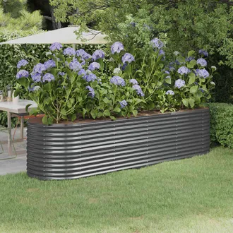 vidaXL Vidaxl - Jardinera Arriate Acero Galvanizado Antracita 296x80x68 Cm