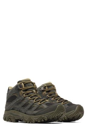 Merrell Moab 3 Mid Waterproof Hiking Shoe in Black/Beluga at Nordstrom, Size 11.5