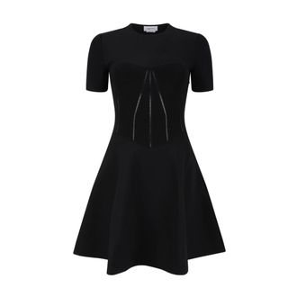 Alexander McQueen Sculpted Flared Dress - Dames - Jurken - Zwart - Maat: XS Leer