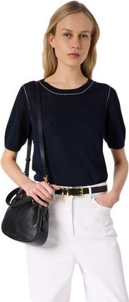 Gerard Darel Loumia Short Sleeve Sweater in Navy Blue at Nordstrom, Size X-Large