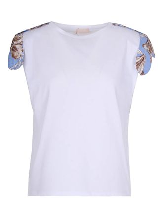 Liu Jo T-shirt con maniche a fiori - Bianco