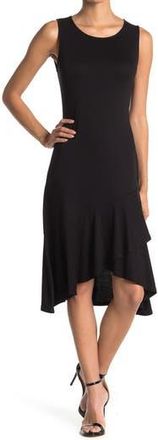 West K Sleeveless Asymmetrical Ruffle Hem Dress in Black at Nordstrom Rack, Size X-Small