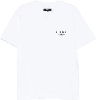 Purple T-shirt met ronde hals - Heren - T-shirts - Wit - 2XL - Katoen - Tops