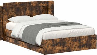 vidaXL Estructura De Cama Con Almacenamiento Y Cabecero Roble Ahumado Vidaxl