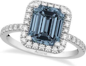 Allurez Emerald-Cut Lab Gray Spinel & Diamond Engagement Ring 14k in 3.32Ct/white Gold at Nordstrom, Size 8.5