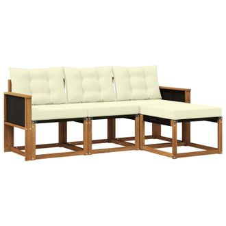 vidaXL Conjunto De Sof&aacute;s De Exterior Con Coj&iacute;n 4 Pcs Natural Y Crema Vidaxl