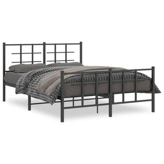 Berkfield Home Metal Bed Frame without Mattress with Footboard Black 135x190cm | Size: 135x190 cm