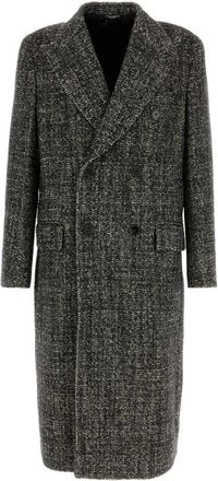 Dolce & Gabbana Tweekleurige Jas van Wolmix - Heren - Mantel - Grijs - L - Wol - Jassen