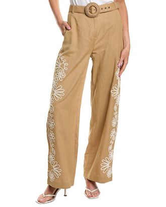 Hemant & Nandita Belted Linen-Blend Straight Pant