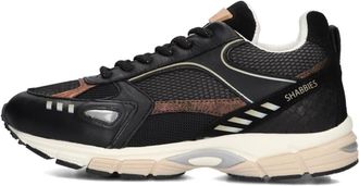 Shabbies Amsterdam Schoenen, Dames, Zwart, 42 EU, Wol, Retro Stijl Lage Zwarte Sneakers