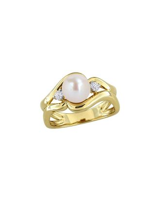 Rina Limor Gold-Plated Silver 0.18 ct. tw. Pearl & 7-7.5mm Pearl Ring