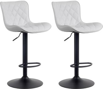 Clp Set de 2 Taburetes de bar regulable en Simil cuero Blanco