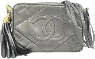 Chanel Pre-owned Metallic Lamb Shoulder Bag - Dames - Vintage Schoudertas - Grijs - ONE Size - Leer - Vintage