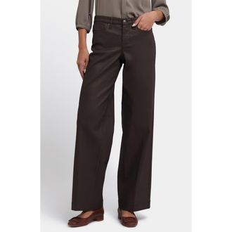NYDJ Teresa High Waist Wide Leg Coated Jeans in Peppercorn Coated at Nordstrom, Size 6