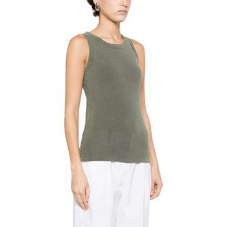 Majestic Filatures Majestic Filatures, Sleeveless Tops, female, Green, Size: L Round Neck Sleeveless T-shirt