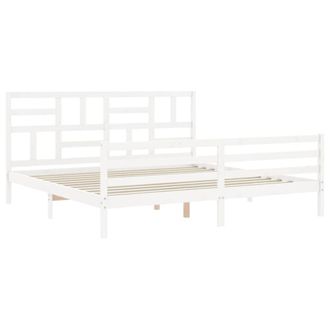 Berkfield Home Beautiful Bed Frame with Headboard White Super King Size Solid Wood