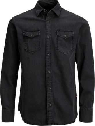 Jack & Jones Zwart Denim Overhemd Herfst/Winter Collectie - Heren - Spijkeroverhemden - Zwart - M - Denim - Overhemden