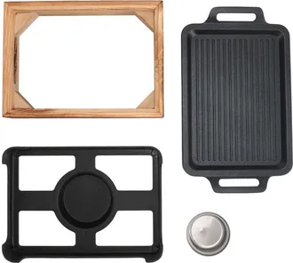 OEM Barbacoa De Mesa Antiadherente, Base De Madera, Hornillo De Alcohol Port&aacute;til, Barbacoa Compacta Para Restaurantes, Hogares Y Camping