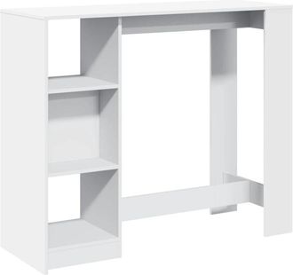 vidaXL Bar Table with Shelf White 124x46x103.5 cm Engineered Wood Vidaxl