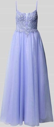 Mascara Abendkleid aus Tüll mit Spaghettiträgern in Hellblau, Größe 32