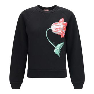 Kenzo Hoodies & sweatvesten, Dames, Zwart, L, Katoen, Tulip-print Sweatshirt