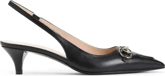 Gucci Black Wering 45 Leather Slingback-Donna