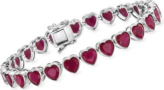 Ross-Simons Ruby Heart Tennis Bracelet in Sterling Silver