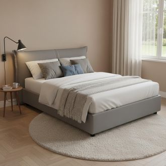 Talamo Italia Talamo Italia - Cama Matrimonial Cesira, Cama Contenedor Con Revestimiento De Tela, 100% Made In Italy, Apertura Frontal, Adecuado Para Colch&oacute;n Cm 160