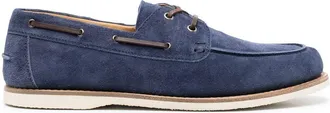 Brunello Cucinelli lace-up suede boat shoes - men - Calf Leather/Calf Suede/Rubber - 42.5 - Blue