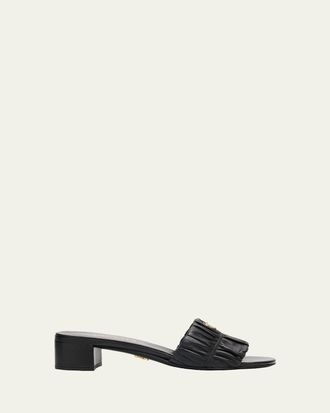 Prada 35mm Matelasse Nappa Leather Block-Heel Sandals
