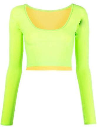 Sunnei layered long-sleeved crop top - Green
