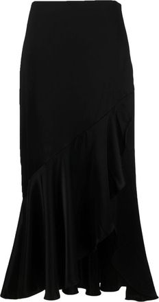 Polo Ralph Lauren ruffled-hem maxi skirt - women - Polyester/Triacetate/Triacetate/Polyester - 4 - Black