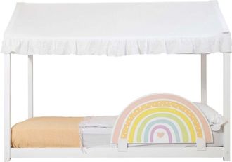 Muemue Techo para cama montessori algodón blanco 40x200,5x100cm