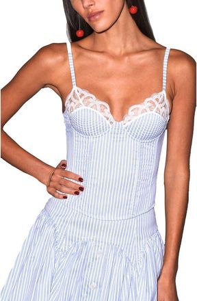 Fleur du Mal Hampton Poplin Bustier in East Hampton Stripe at Nordstrom, Size X-Large