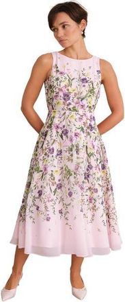 Hobbs London Carly A-Line Midi Dress in Pale Pink Multi at Nordstrom, Size 2