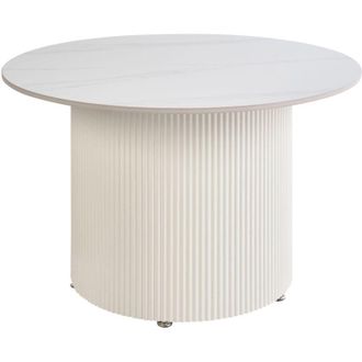 Beliani Tavolino con piano in pietra sinterizzata effetto naturale base in metallo design moderno beige chiaro &oslash; 70 cm Leona