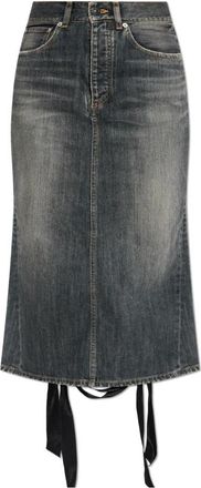 Balenciaga Denim rok met decoratief lint aan de achterkant - Dames - Spijkerrokken - Grijs - XS - Denim - Rokken